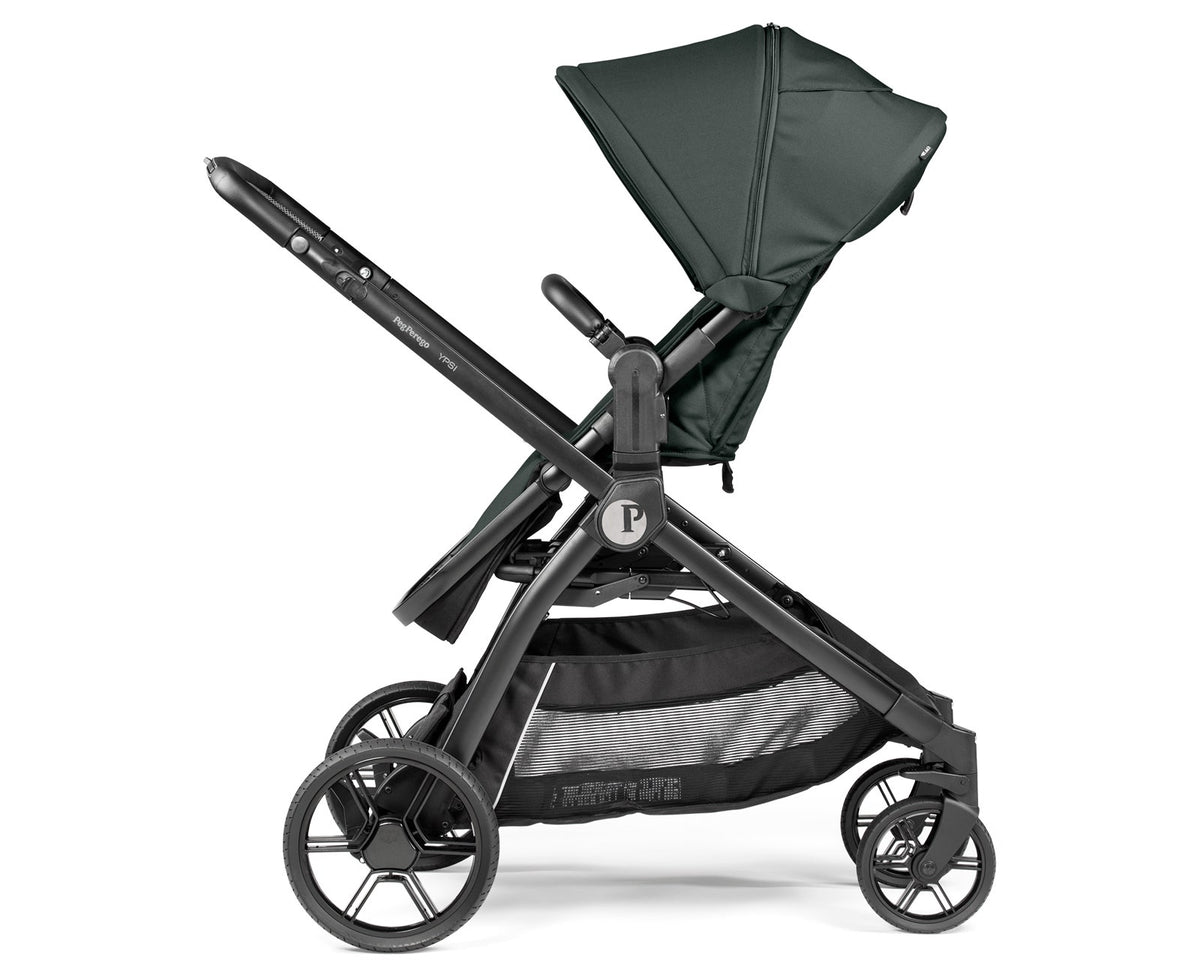 Black stroller on a white background
