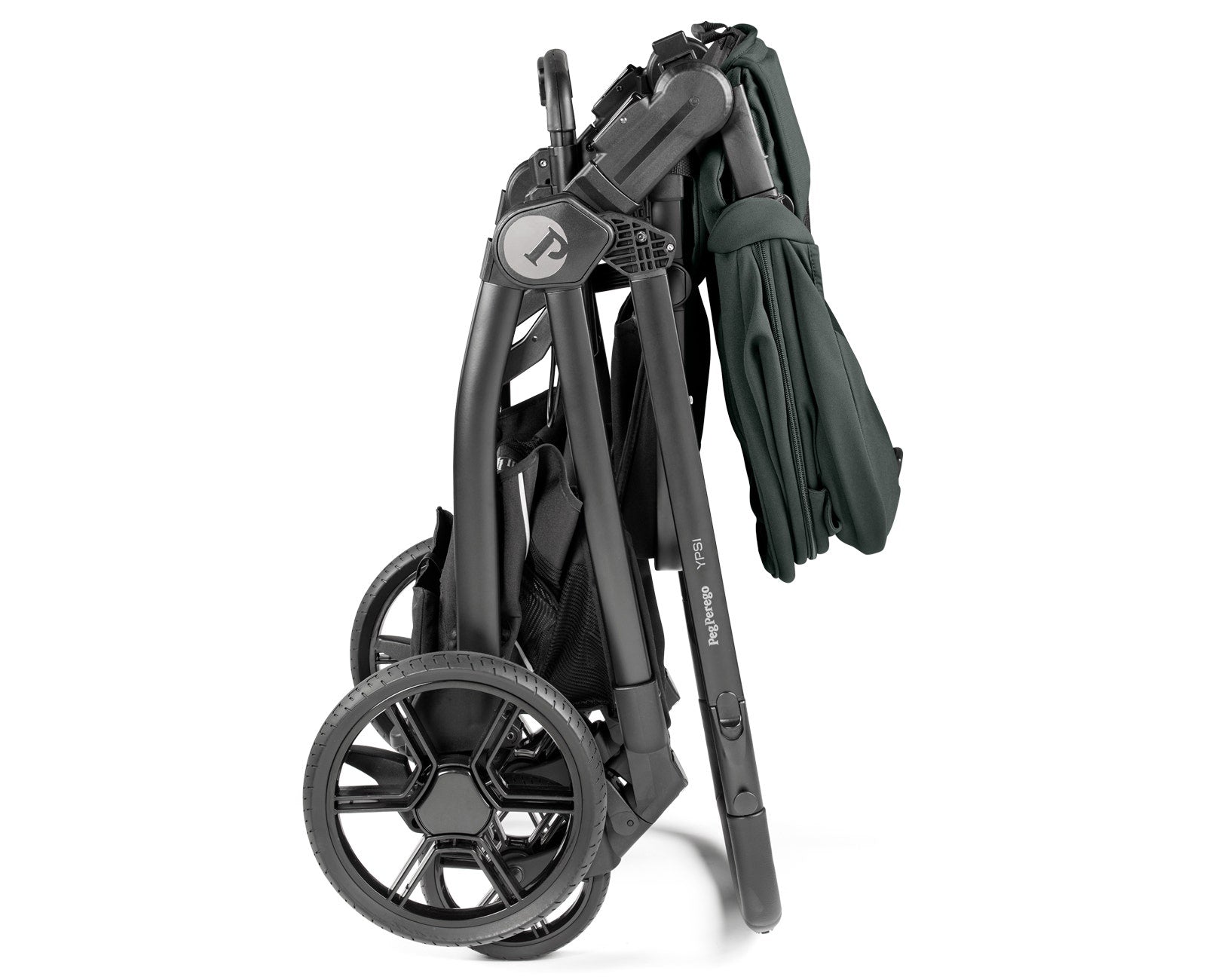 Foldable stroller on a white background