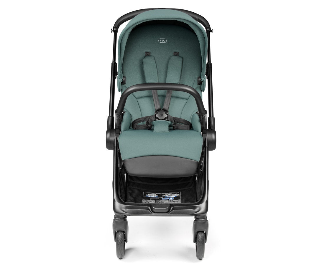 Gray stroller on a white background