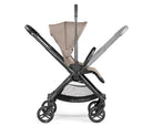 Stroller with beige canopy on a white background