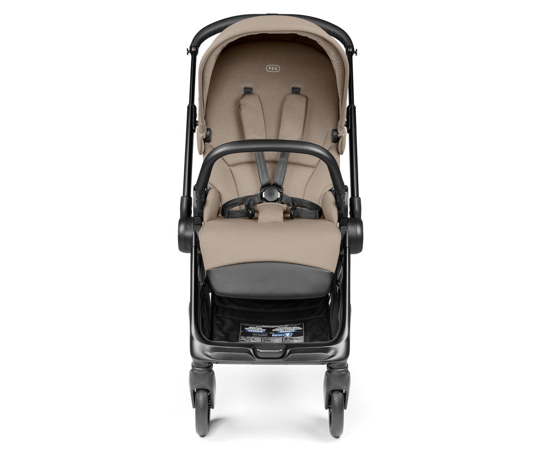 Gray stroller on a white background