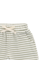 Striped shorts with a tie waist on a white background