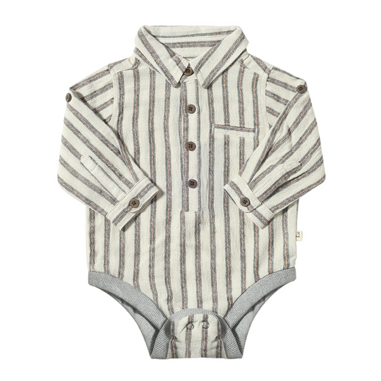 Jasper Woven Bodysuit - Black/Cream Stripe by Me & Henry - FINAL SALE