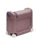 Brown suitcase with wheels on a white background