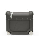 Gray suitcase with a logo on a white background