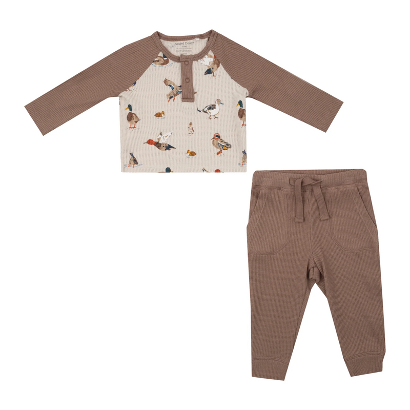 Long Sleeve Raglan Henley and Jogger Set - Ducks by Angel Dear