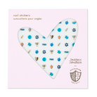 Heart-shaped nail sticker set with various designs on a pink background, featuring the brand 'Jordan Sandler for Daydream Society'.
