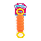 Orange and yellow toy with 'Krumple' packaging on a white background