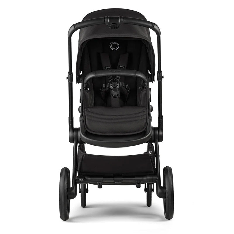 Black stroller on a white background