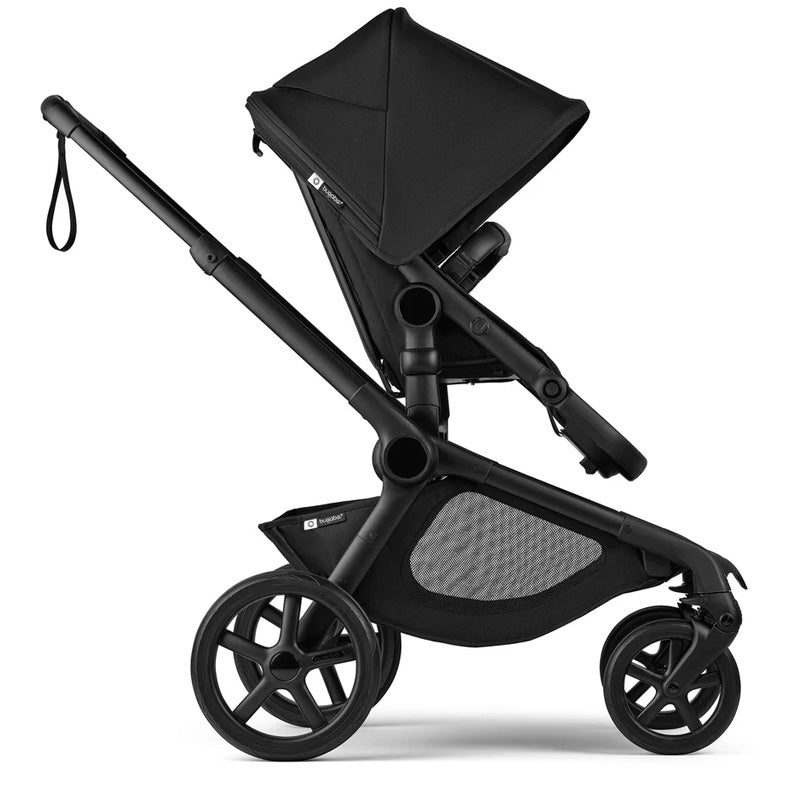 Black stroller on a white background