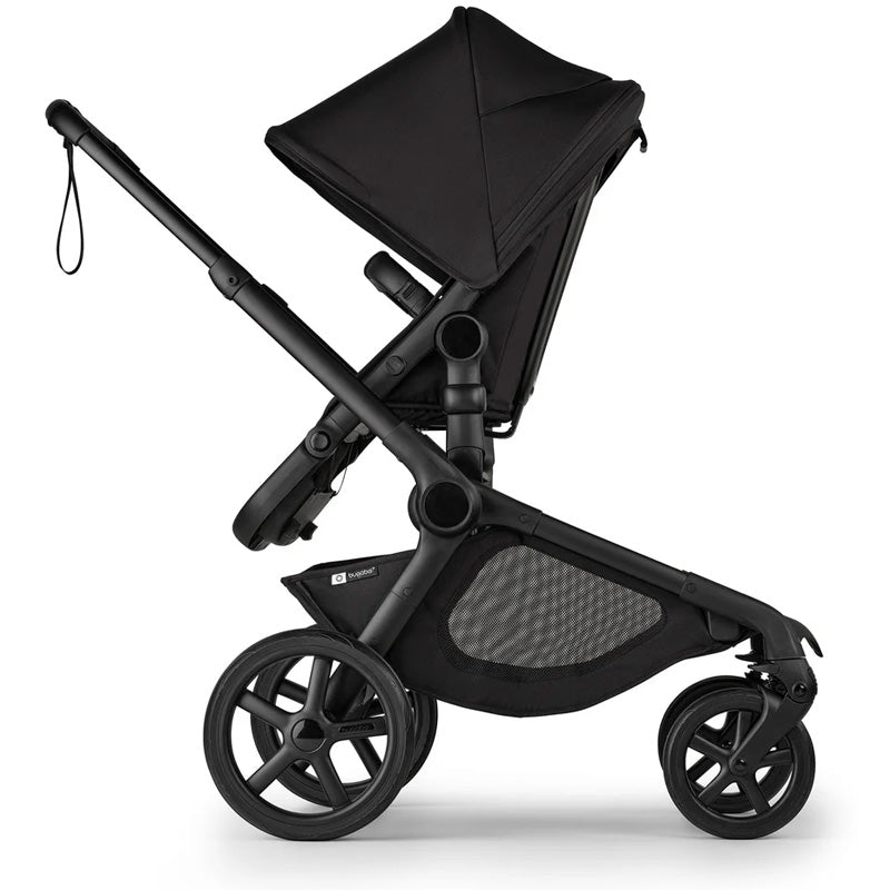 Black stroller on a white background