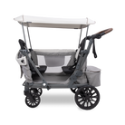 Gray and white stroller with canopy on a white background