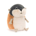 Plush toy resembling a hedgehog on a white background