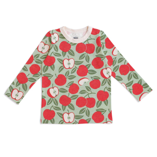 Long Sleeve Tee - Apples Red & Green by Winter Water Factory - FINAL SALE