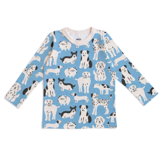 Long Sleeve Tee - Dog Parade Blue by Winter Water Factory