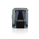 Gray backpack with visible branding on a white background