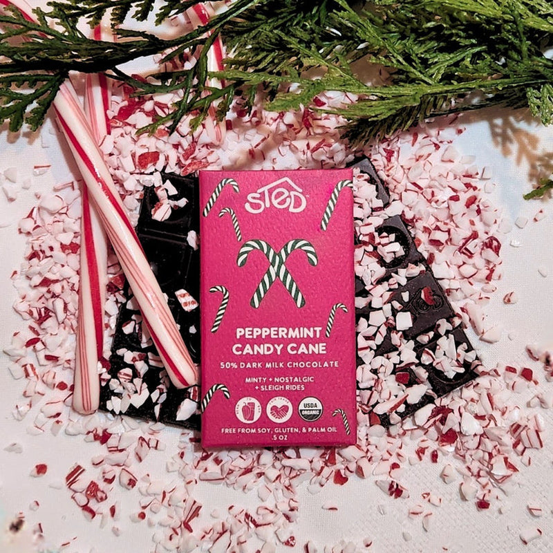 2oz Peppermint Candy Cane Chocolate Bar by Sted Foods