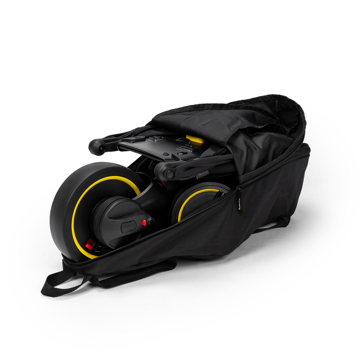 Black bike cover with a bike inside on a white background