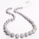 Necklace with gray beads on a white background