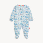 Baby onesie with shark pattern on a white background