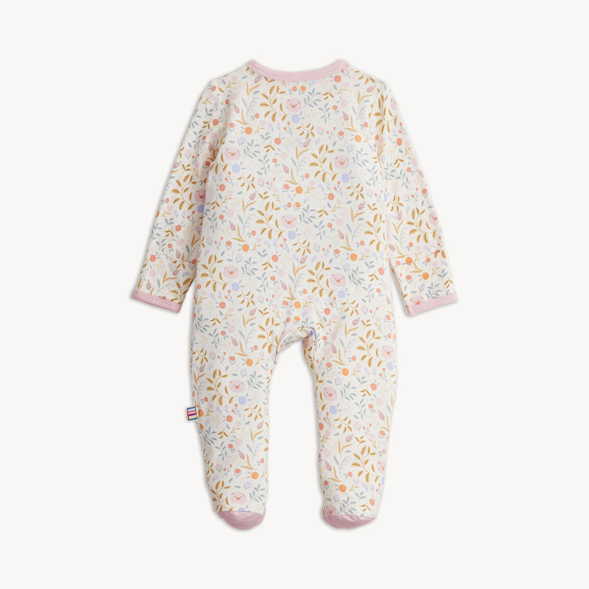 Baby onesie with floral pattern on a white background