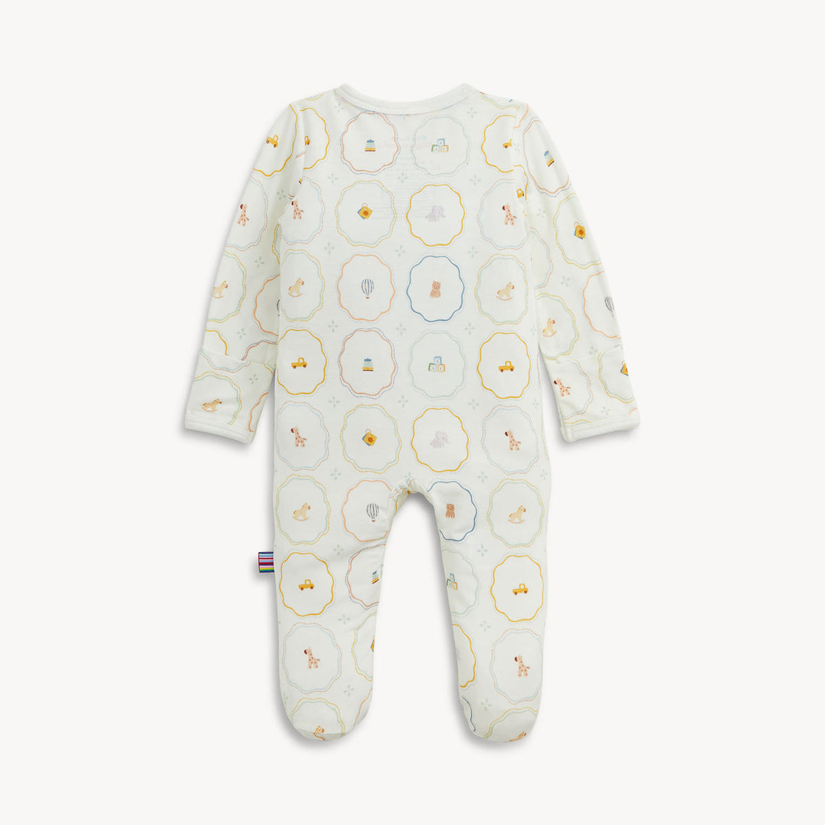Baby onesie with floral pattern on a white background
