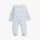 Baby onesie with a pattern on a white background