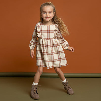 Copper Plaid Flannel Dress by miles the label.