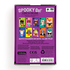 Spooky 8s! card game packaging with colorful illustrations on a purple background