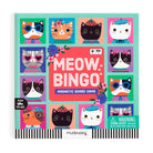Meow Bingo magnetic board game packaging with cat illustrations on a white background
