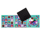 Colorful pop-it toy with cat designs on a white background