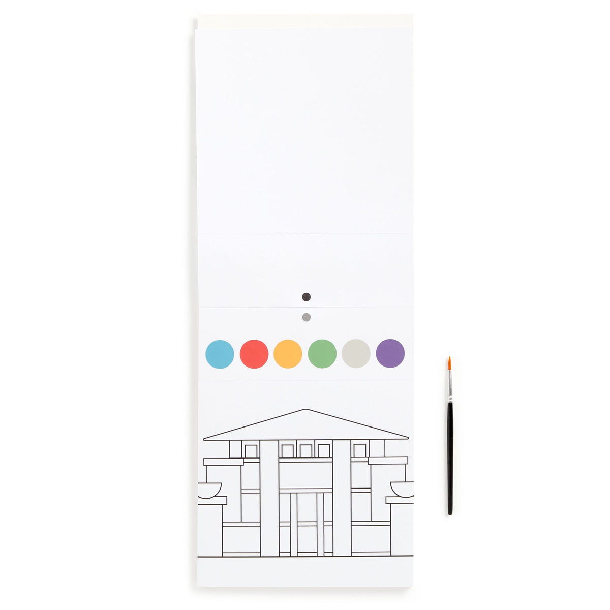 Phone case with geometric design and color dots on a white background