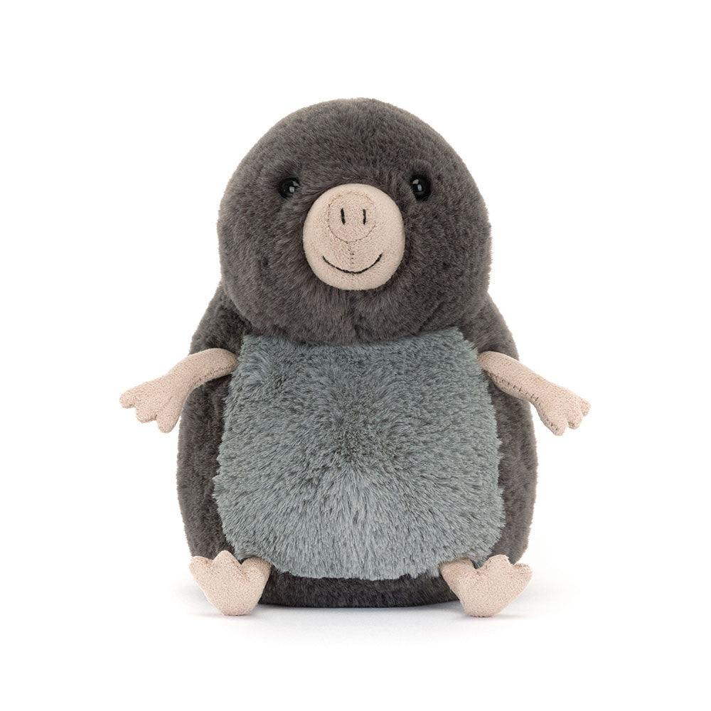 Plush toy mole on a white background