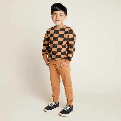Terry Sweatshirt - Bronze Checkerboard by miles the label.