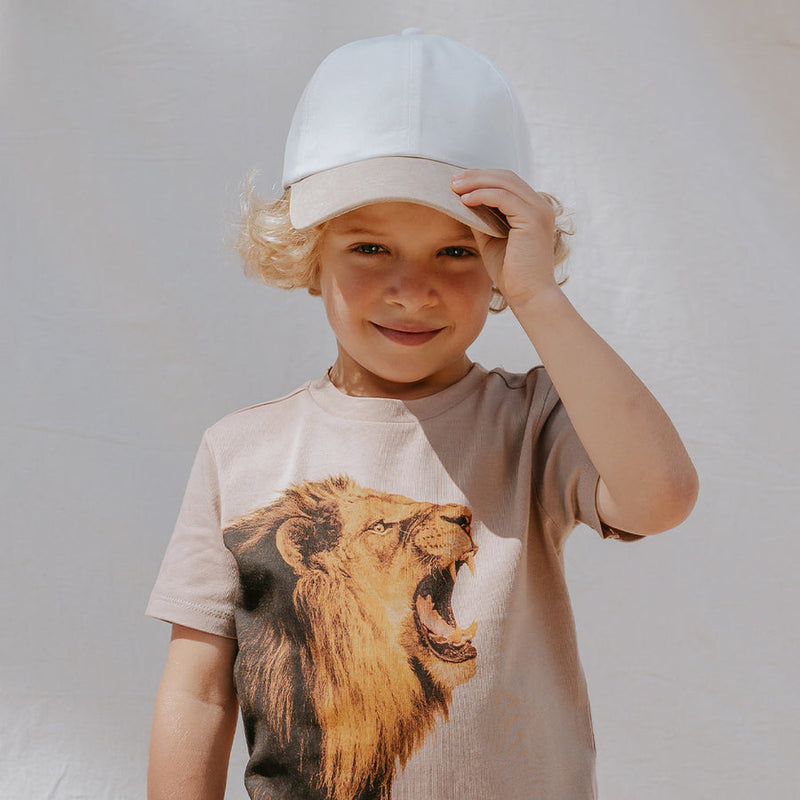 Roaring Lion Organic Cotton T-Shirt - Taupe by miles the label.
