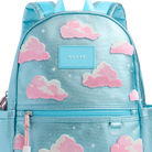 Light blue backpack with pink cloud patterns and 'STATE' logo on a white background