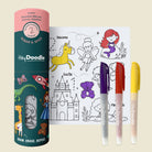 HeyDoodle coloring book with markers on a beige background
