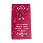 Red chocolate bar packaging with candy cane design and 'STED' branding on a white background