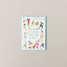 Colorful illustration of a baby shower card with text on a plain background