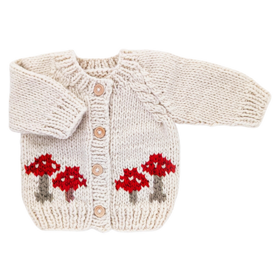Mushroom Cardigan Sweater - Natural by Huggalugs