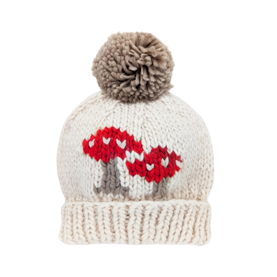 Mushroom Knit Hat - Natural by Huggalugs