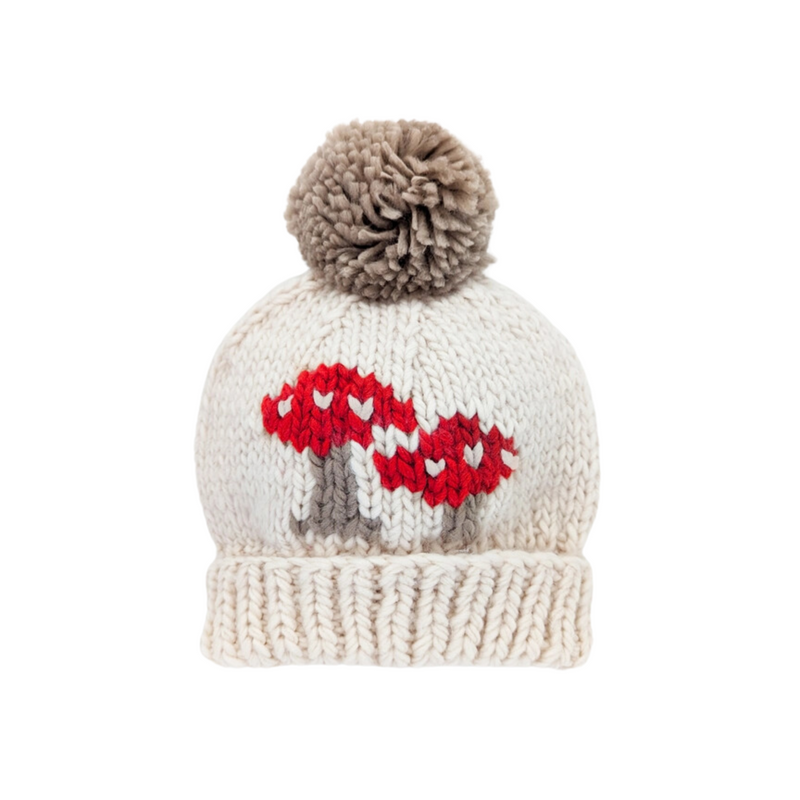 Mushroom Knit Hat - Natural by Huggalugs