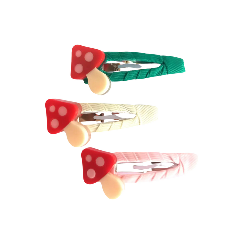 Mushroom Snap Clips - Set of 3 by Lilies & Roses NY