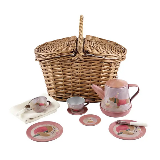 Musical Dog Tin Tea Set in A Basket by Egmont