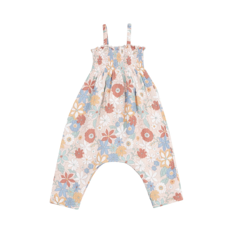 Muslin Smocked Romper - Tropical Retro Floral by Angel Dear
