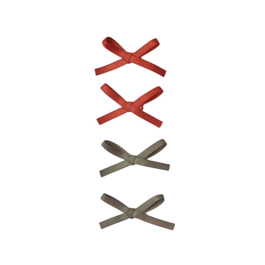 Mini Velvet Ribbon Bow - Ruby + Pine by Noralee