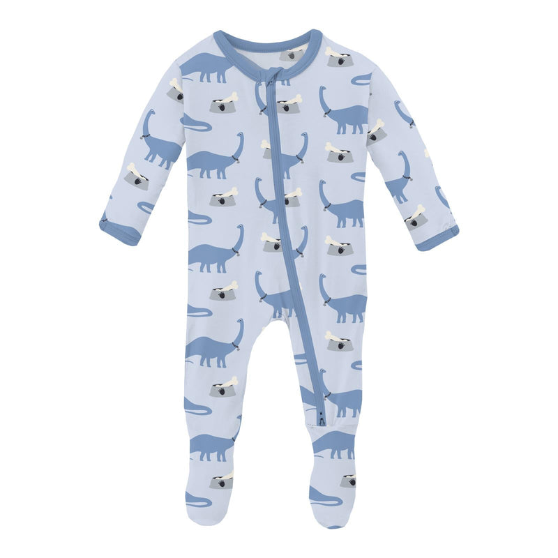 Print Footie with 2 Way Zipper - Dew Pet Dino by Kickee Pants