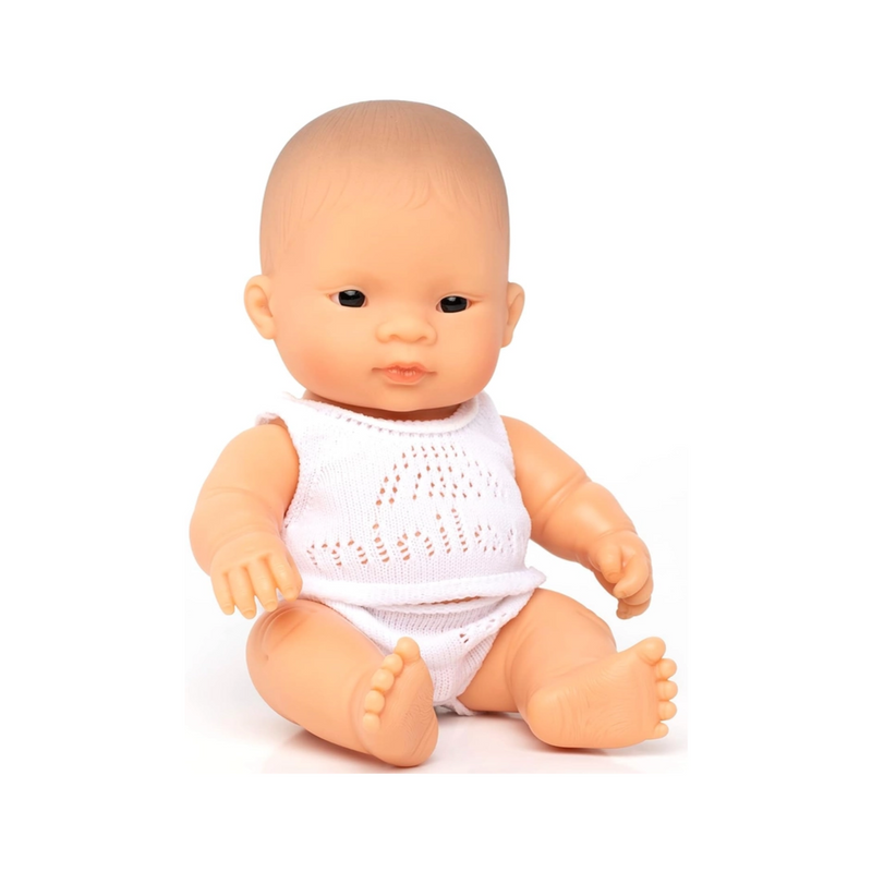 Newborn Baby Doll Asian Boy 8 1/4" by Miniland