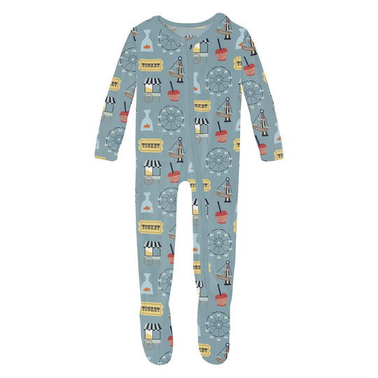 Print Footie with 2 Way Zipper - Stormy Sea Fall Fair by Kickee Pants