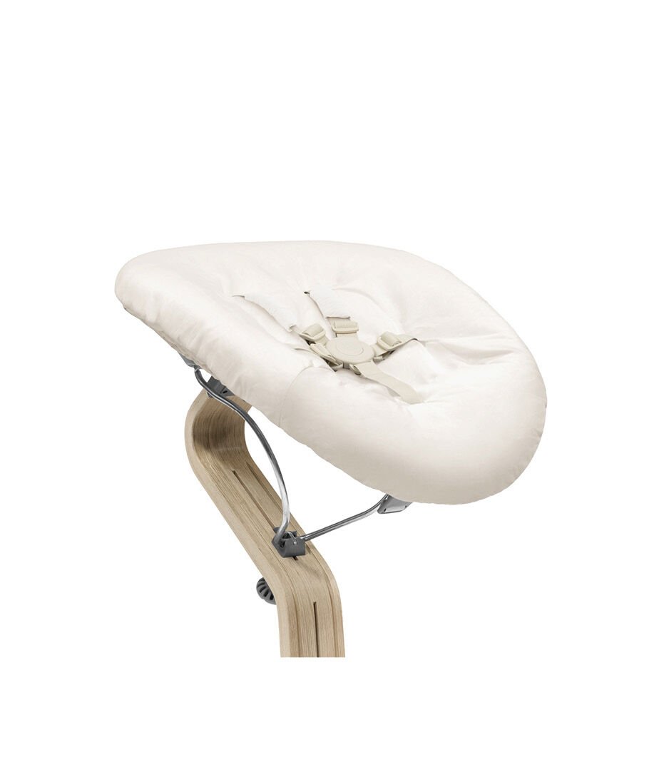 White headrest with wooden arm on a white background